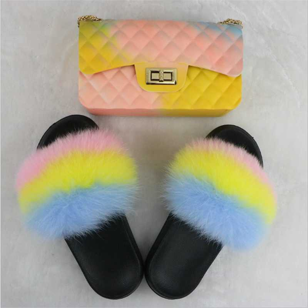 women's real fur slippers frosted rainbow matte diamond check jelly chain bag with real fur straw sandals suit shoe bag, Black
women's real fur slippers frosted rainbow matte diamond check jelly chain bag with real fur straw sandals suit shoe bag, Black