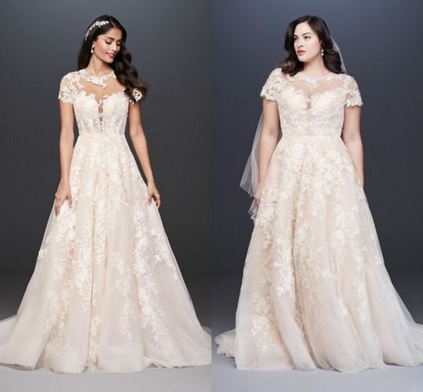 oleg cassini wedding dress davids bridal 2019 sheer jewel neck lace applique plus size cap sleeve garden country bridal wedding dresses, White
oleg cassini wedding dress davids bridal 2019 sheer jewel neck lace applique plus size cap sleeve garden country bridal wedding dresses, White