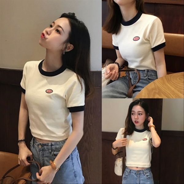 summer clothes high waist navel short heart machine slim short-sleeved t-shirt women's navel tight ins fashion t-shirt top, White
summer clothes high waist navel short heart machine slim short-sleeved t-shirt women's navel tight ins fashion t-shirt top, White