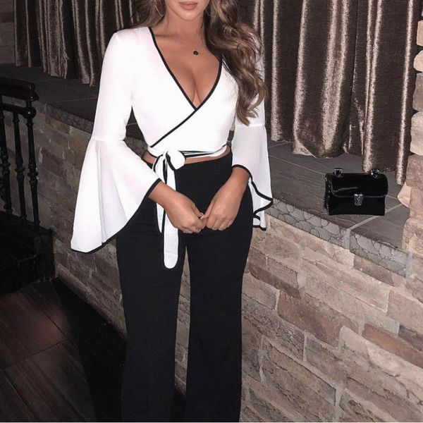 2019 new arrival celetrity bodycon bandage jumpsuits white black 2 piece set ruffles sleeve women pants womens bodysuit, Black;white
2019 new arrival celetrity bodycon bandage jumpsuits white black 2 piece set ruffles sleeve women pants womens bodysuit, Black;white