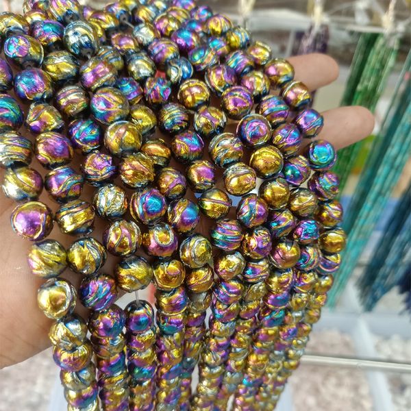 6/8/10mm plating gold/silver color natural ocean riverstone stone beads for jewelry making diy round loose stone beads 15'', Black
6/8/10mm plating gold/silver color natural ocean riverstone stone beads for jewelry making diy round loose stone beads 15'', Black