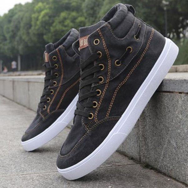 high-sneakers breathable male footwear hombre man's new fashion denim canvas shoes, Black
high-sneakers breathable male footwear hombre man's new fashion denim canvas shoes, Black