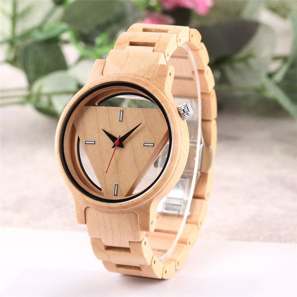 unique inverted geometric triangle men's natural wood watch creative hollow dial full wooden quartz wristwatch reloj de madera, Slivery;brown
unique inverted geometric triangle men's natural wood watch creative hollow dial full wooden quartz wristwatch reloj de madera, Slivery;brown