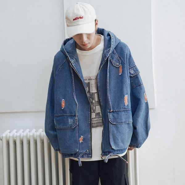 autumn hooded denim jacket men's fashion wash casual hole denim jacket coat man streetwear loose hip hop bomber men, Black;brown
autumn hooded denim jacket men's fashion wash casual hole denim jacket coat man streetwear loose hip hop bomber men, Black;brown