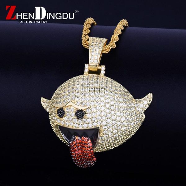 men's flying ghost emoji red iced out hip hop pendant with tennis chain gold color bling cubic zircon necklace jewelry for gift, Silver
men's flying ghost emoji red iced out hip hop pendant with tennis chain gold color bling cubic zircon necklace jewelry for gift, Silver