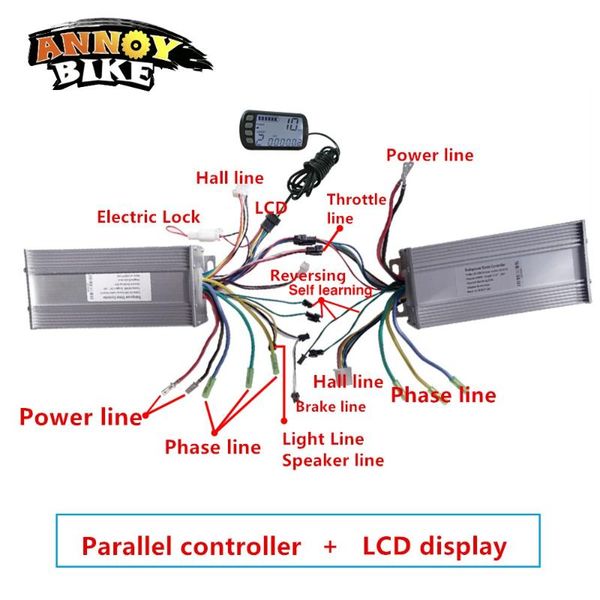 ebike bldc 2 controller with lcd 36v48v 500w 800w1000w parallel controller e bike conversion kit for double drive motor
ebike bldc 2 controller with lcd 36v48v 500w 800w1000w parallel controller e bike conversion kit for double drive motor