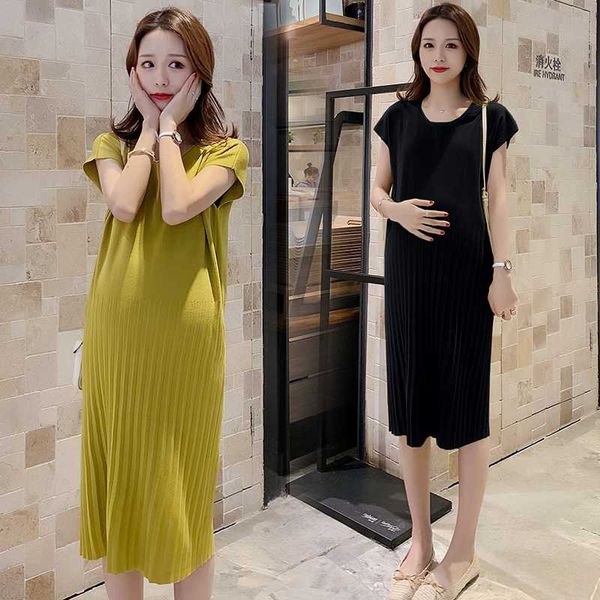 a106# summer thin knitted maternity long dress elegant straight loose casual clothes for pregnant women pregnancy clothing, White 
a106# summer thin knitted maternity long dress elegant straight loose casual clothes for pregnant women pregnancy clothing, White