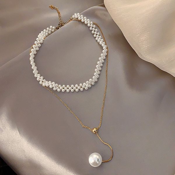 korea style new 2 pcs imitation pearl trend double-layer pendant clavicle chain necklace for women fashion jewelry accessories, Golden;silver
korea style new 2 pcs imitation pearl trend double-layer pendant clavicle chain necklace for women fashion jewelry accessories, Golden;silver