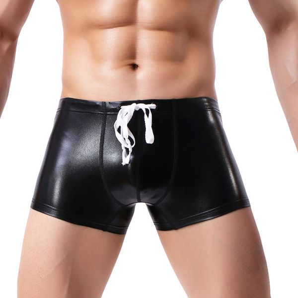 men pants solid black bright leather swimming male underwear breathable soft underwear interior, Black;white
men pants solid black bright leather swimming male underwear breathable soft underwear interior, Black;white