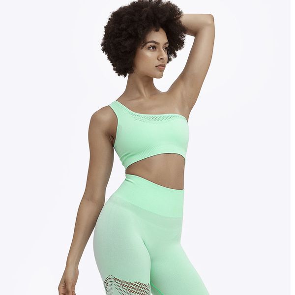 new women seamless yoga bra diagonal shoulder hole vest beautiful back sports running gym bra clothes yoga top, White;black
new women seamless yoga bra diagonal shoulder hole vest beautiful back sports running gym bra clothes yoga top, White;black