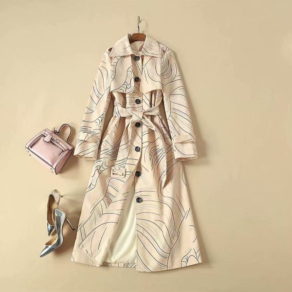 european and american women's clothing 2019 winter new style single breasted printing lace-up fashion trench coat, Tan;black
european and american women's clothing 2019 winter new style single breasted printing lace-up fashion trench coat, Tan;black