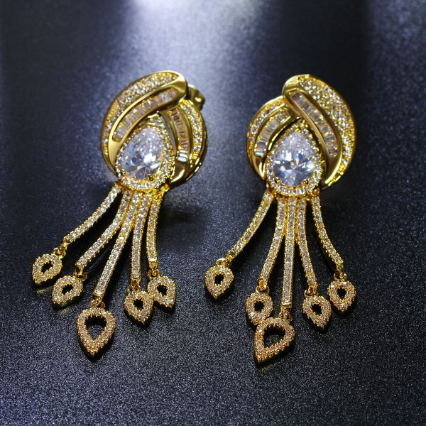 fashion- dangle earrings gold and white color setting bright cubic zirconia women jewelry for bridal wedding party, Silver
fashion- dangle earrings gold and white color setting bright cubic zirconia women jewelry for bridal wedding party, Silver