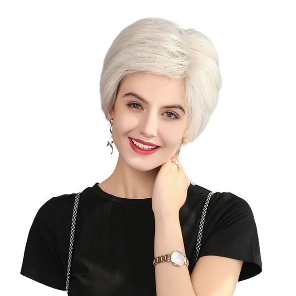 6 inches fluffy pixie cut human hair wig with side part bangs, straight short silver white wigs for women girls with wig cap, Black
6 inches fluffy pixie cut human hair wig with side part bangs, straight short silver white wigs for women girls with wig cap, Black