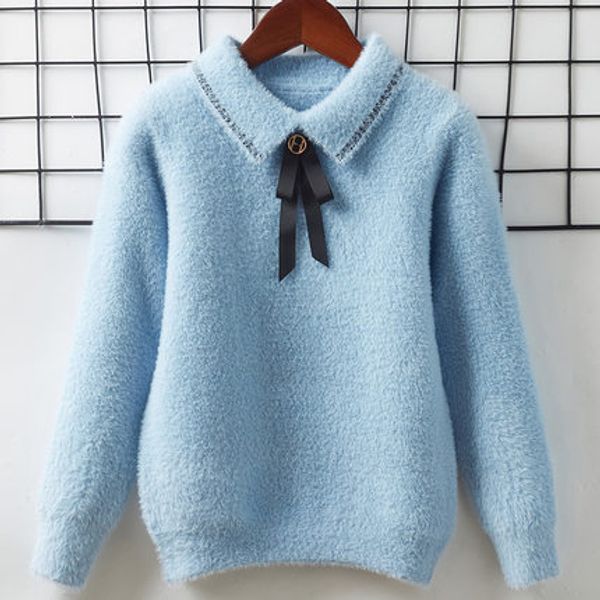 4-14yrs winter girls sweater pullovers warm big kids clothes knitted mink sweaters bow decoration princess children clothing, Blue
4-14yrs winter girls sweater pullovers warm big kids clothes knitted mink sweaters bow decoration princess children clothing, Blue