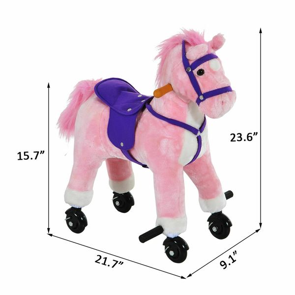 rocking horse kids ride on toy walking pony neigh sound children gift w/ wheels