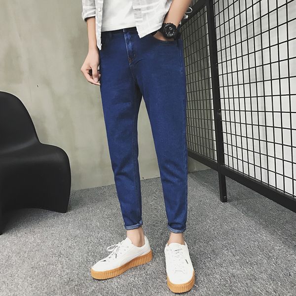 korean version skinny jeans fashion casual pantsuit with nine-cent pants man 2020 men jeans spring and autumn pencil pants, Blue
korean version skinny jeans fashion casual pantsuit with nine-cent pants man 2020 men jeans spring and autumn pencil pants, Blue