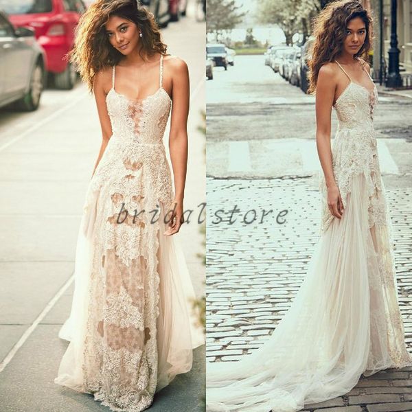 amazing spaghetti straps wedding dresses a line sweep train street snap wedding zipper back lace flower country boho girl bridal gown, White
amazing spaghetti straps wedding dresses a line sweep train street snap wedding zipper back lace flower country boho girl bridal gown, White