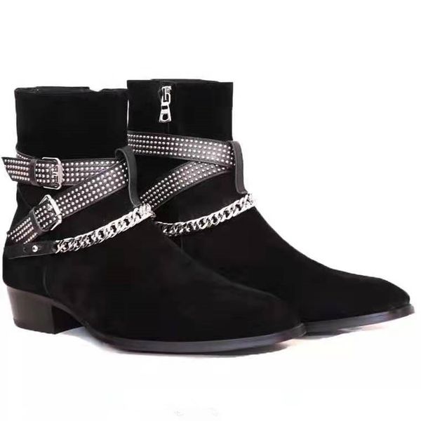 factory outlet handmade slp england dress denim men suede boots genuine leather tassel chian ankle strap fashion persional rock boots, Black
factory outlet handmade slp england dress denim men suede boots genuine leather tassel chian ankle strap fashion persional rock boots, Black