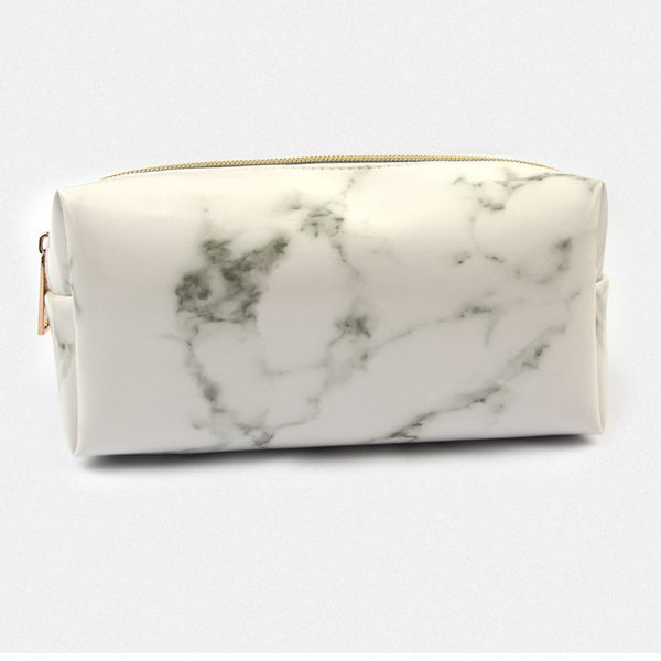 

large marble pencil case leather pen box big makeup bag for girls gift pu etui office school travel supplies chancery penalty