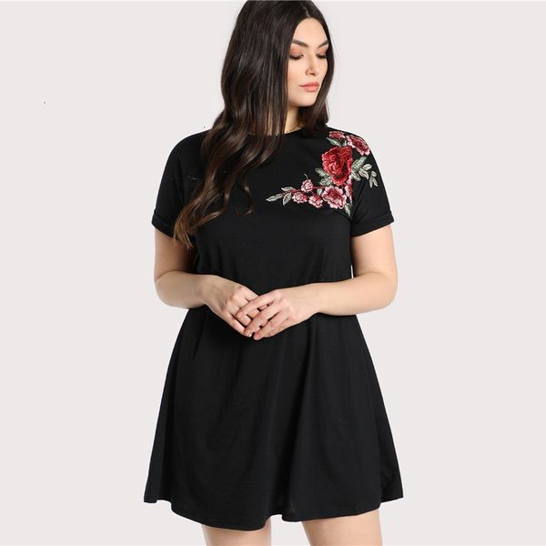women designer clothes designer dress floral black plus size casual dress women round neck embroidery straight shift summer dresses, Black;gray
women designer clothes designer dress floral black plus size casual dress women round neck embroidery straight shift summer dresses, Black;gray