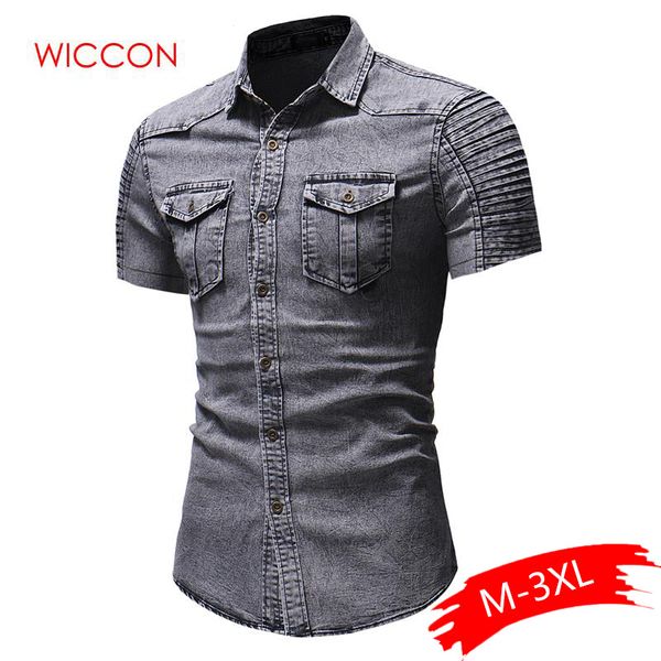 2020 denim cotton men fit slim fashion shirts summer casual solid short sleeve pocket shirt, White;black
2020 denim cotton men fit slim fashion shirts summer casual solid short sleeve pocket shirt, White;black