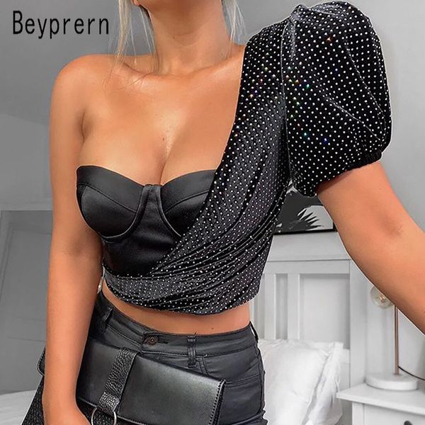 beyprern винтажный горошек печати crop top женщин одно плечо слоеного рукав блузки лета workout урожай без бретелек top оптом, White
beyprern винтажный горошек печати crop top женщин одно плечо слоеного рукав блузки лета workout урожай без бретелек top оптом, White
