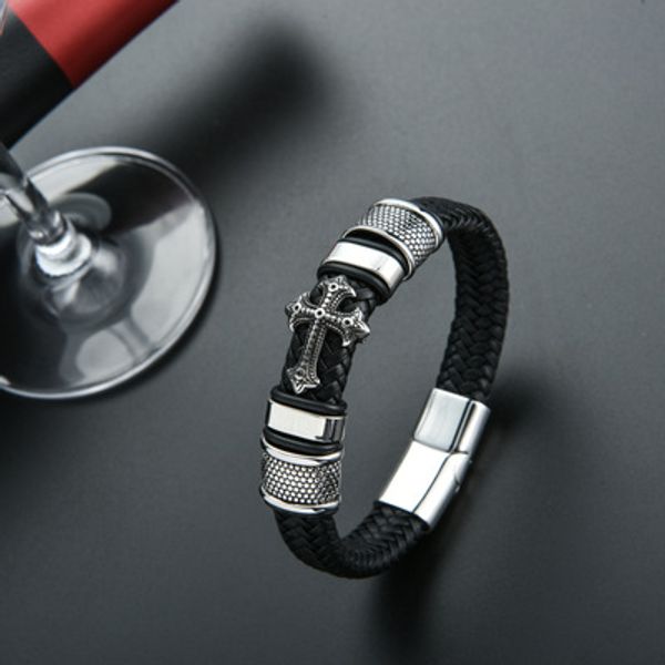 cross leather bracelets multilayer man vintage handmade weaved chain bangle magnet clasp 316l stainless steel jewelry accessories, Golden;silver
cross leather bracelets multilayer man vintage handmade weaved chain bangle magnet clasp 316l stainless steel jewelry accessories, Golden;silver