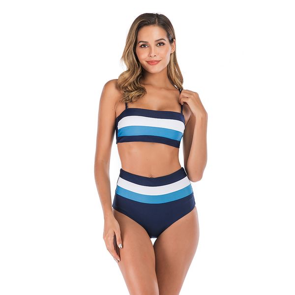 ineffable european and american-style new solid color panel striped strapless high-waist two-piece bikini strap swimsuit, White;black
ineffable european and american-style new solid color panel striped strapless high-waist two-piece bikini strap swimsuit, White;black