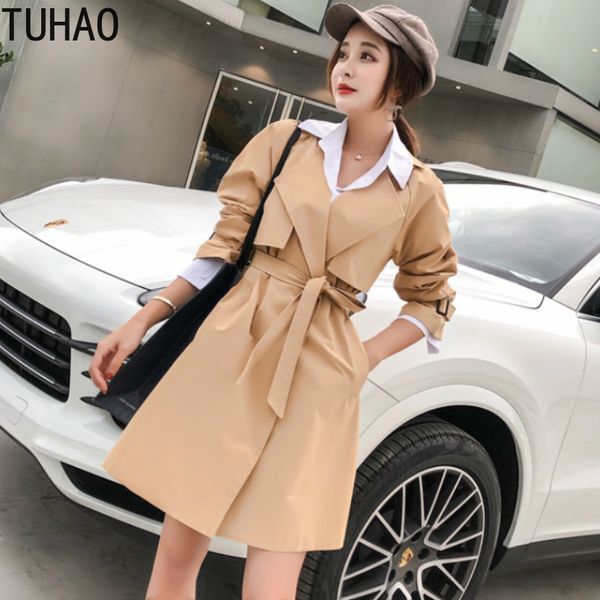 women's trench coats tuhao spring women for office lady casual solid color belt streetwear long coat oversized wm62, Tan;black
women's trench coats tuhao spring women for office lady casual solid color belt streetwear long coat oversized wm62, Tan;black
