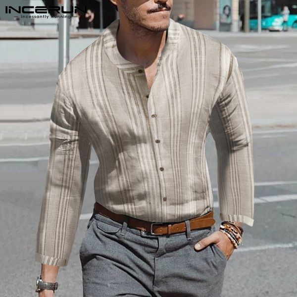 incerun men casual shirt vintage striped long sleeve stand collar breathable button streetwear chic brand shirts men camisa 2019, White;black
incerun men casual shirt vintage striped long sleeve stand collar breathable button streetwear chic brand shirts men camisa 2019, White;black