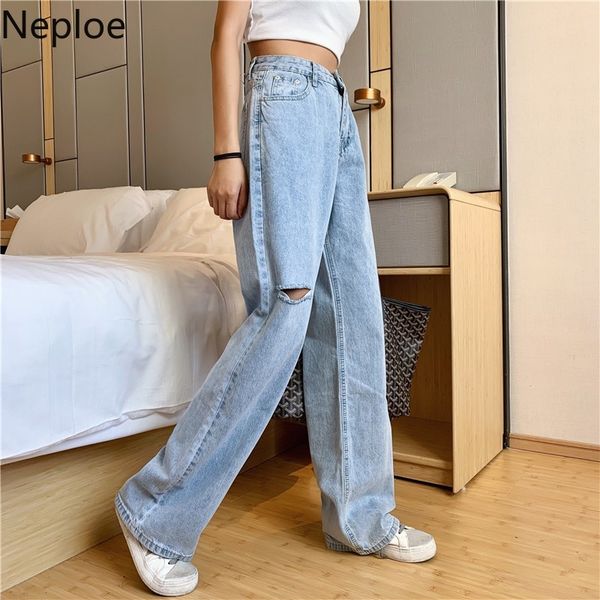 neploe 2019 new high waist women's fashion loose hole denim mopping pants casual vintage wide leg jeans trousers plus size 46286, Blue
neploe 2019 new high waist women's fashion loose hole denim mopping pants casual vintage wide leg jeans trousers plus size 46286, Blue