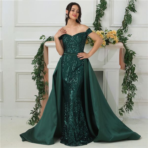 dark green off shoulder sequins evening dresses with train 2020 new design long formal dress dubai robe de soiree prom dresses, Black;red
dark green off shoulder sequins evening dresses with train 2020 new design long formal dress dubai robe de soiree prom dresses, Black;red