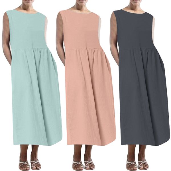 elegant linen midi dress women's summer sundress zanzea 2019 casual o neck sleeveless tunic long vestido female solid robe femme, Black;gray
elegant linen midi dress women's summer sundress zanzea 2019 casual o neck sleeveless tunic long vestido female solid robe femme, Black;gray