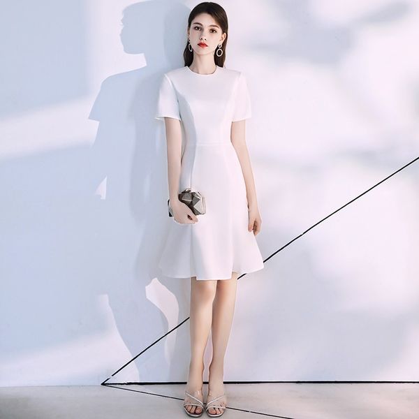 short sleeves satin a line cocktail dresses 2020 new short party dress elegant knee length formal gowns, Black
short sleeves satin a line cocktail dresses 2020 new short party dress elegant knee length formal gowns, Black