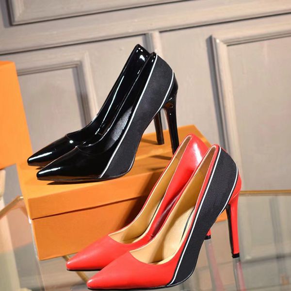 

Модные женские туфли из лакированной кожи Grosgrain Sylvie Webbing Декоративные дизайнерские туфли на высоком каблуке 10см с острыми носками туфли-лодочки Классическая обувь