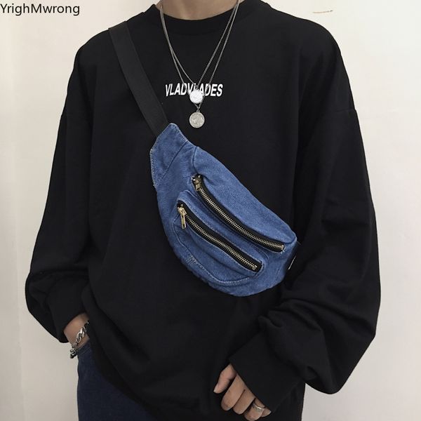 hip hop punk streetwear women men fashion solid vintage denim waist bag mini small zipper chest crossbody
hip hop punk streetwear women men fashion solid vintage denim waist bag mini small zipper chest crossbody