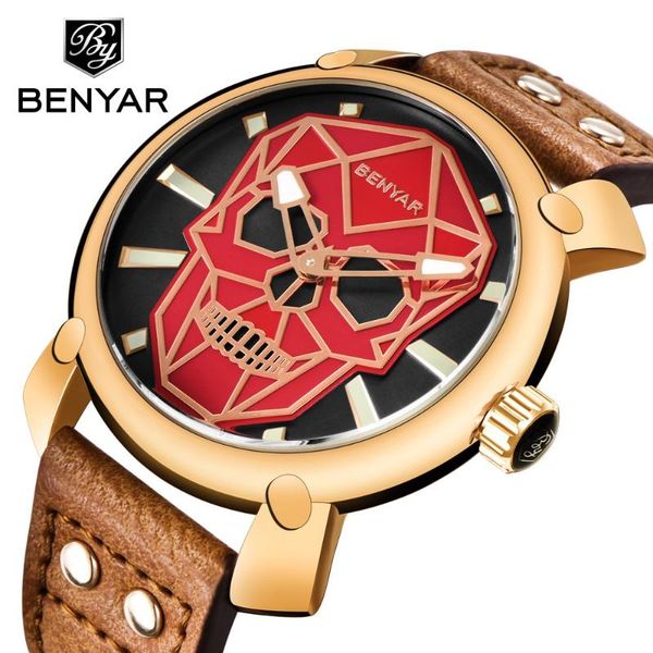 benyar brand skeleton watches men quartz waterproof watch leather strap male hour retro wrist watch men clock relogio masculino, Slivery;brown
benyar brand skeleton watches men quartz waterproof watch leather strap male hour retro wrist watch men clock relogio masculino, Slivery;brown