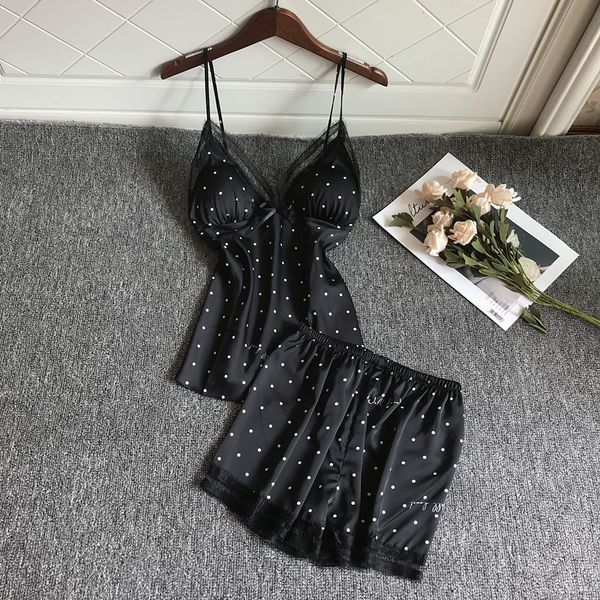 bzel home clothes for women cute polka dot women's sleepwear satin pajama set cami and shorts for summer pyjama femme, Blue;gray
bzel home clothes for women cute polka dot women's sleepwear satin pajama set cami and shorts for summer pyjama femme, Blue;gray