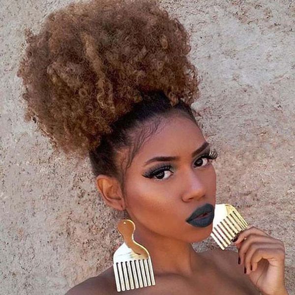 synthetic afro puff drawstring ponytail short kinky curly hair bun extension donut chignon hairpieces wig updo hair with two clips, Black
synthetic afro puff drawstring ponytail short kinky curly hair bun extension donut chignon hairpieces wig updo hair with two clips, Black