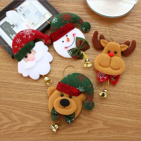 

4pcs/lot christmas tree hanging ornaments non-woven craft santa claus snowman reindeer bear pendants bell baubles for xmas decor