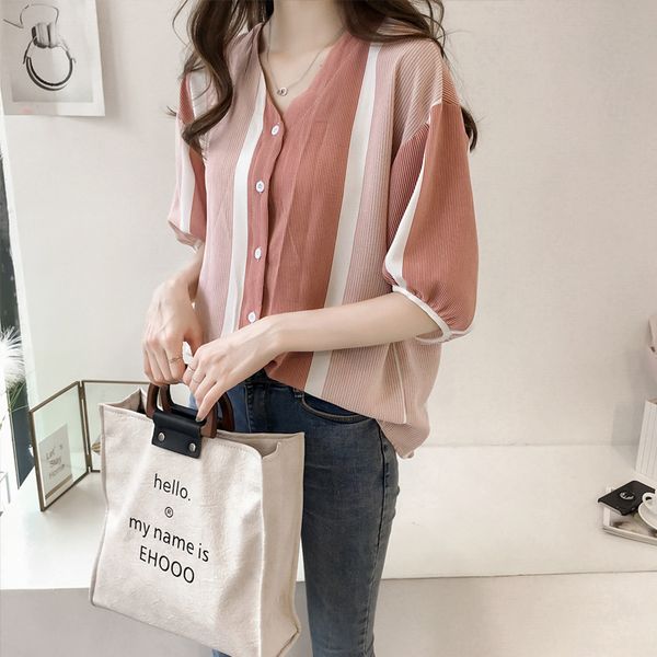 summer new style women's dress-style mixed colors striped shirt women's loose-fit slimming bat sleeve, White
summer new style women's dress-style mixed colors striped shirt women's loose-fit slimming bat sleeve, White