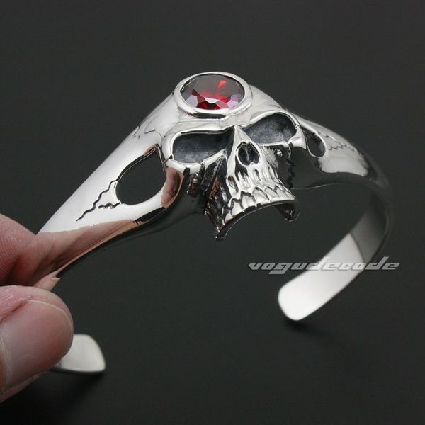 925 sterling silver red cz skull bangle mens biker rokcer punk bangle 9a005 fit 6.5 ~ 7.5 inches wrist, Black
925 sterling silver red cz skull bangle mens biker rokcer punk bangle 9a005 fit 6.5 ~ 7.5 inches wrist, Black