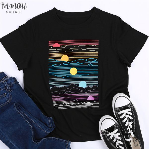 color sunset t shirt women summer tee print 2020 fashion short sleeve t shirt casual o neck tee shirts women clothes, White 
color sunset t shirt women summer tee print 2020 fashion short sleeve t shirt casual o neck tee shirts women clothes, White