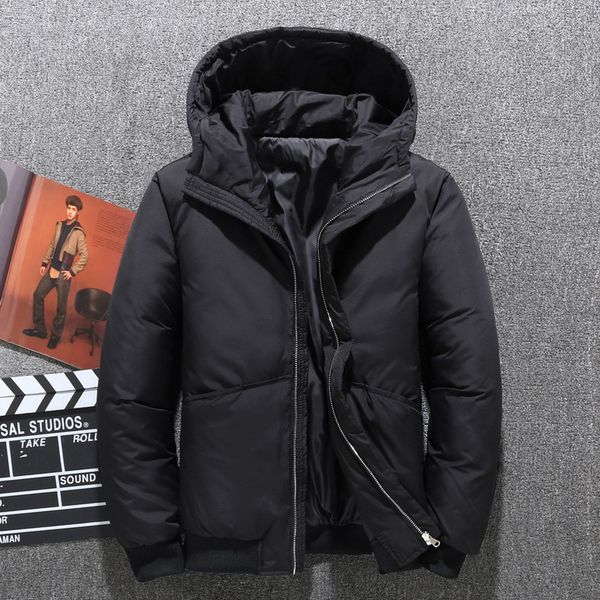 new short down jacket men's outdoor white duck down casual thickened warm and cold proof hooded coat, Black
new short down jacket men's outdoor white duck down casual thickened warm and cold proof hooded coat, Black