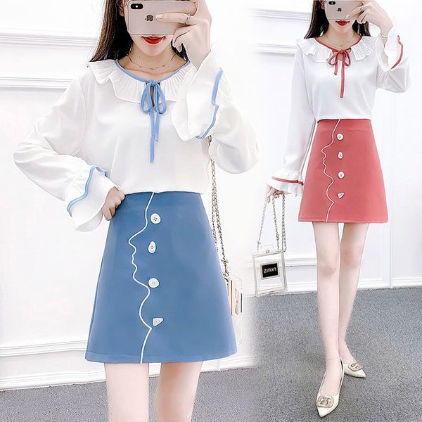two piece dress 2021 summer women chiffon shirt + sweet skirt 2 set female suit outfits b11, White
two piece dress 2021 summer women chiffon shirt + sweet skirt 2 set female suit outfits b11, White