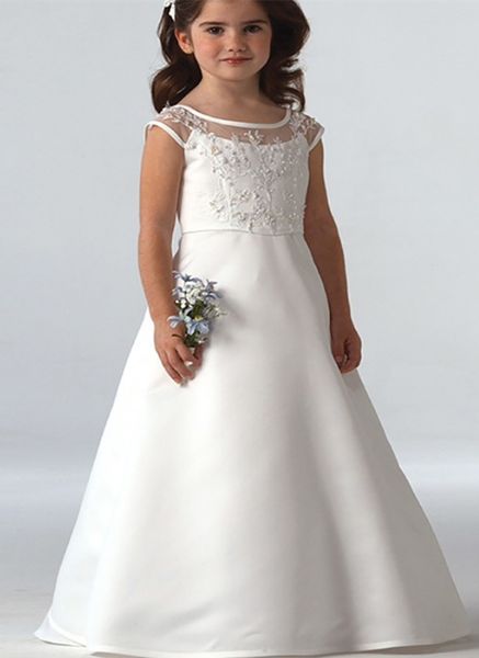 kids formal wear elegant satin flower girl dresses appliques long princess party pageant first communion dresses, White;blue
kids formal wear elegant satin flower girl dresses appliques long princess party pageant first communion dresses, White;blue