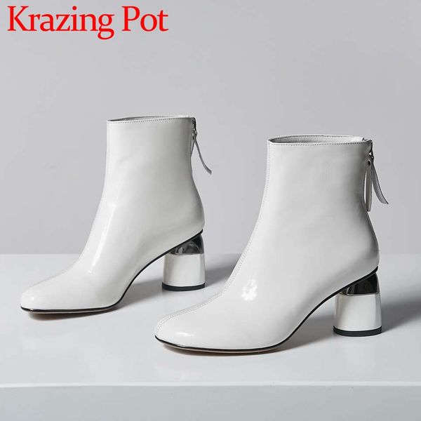 2019 elegance boots zipper square toe high thick heels cow leather large size solid young lady warmful ankle boots l89, Black
2019 elegance boots zipper square toe high thick heels cow leather large size solid young lady warmful ankle boots l89, Black