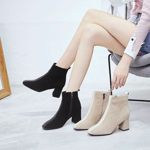 white ankle boots brand women's shoes leather booties winter footwear zipper boots-women low fashion high heel rubber 2020, Black
white ankle boots brand women's shoes leather booties winter footwear zipper boots-women low fashion high heel rubber 2020, Black