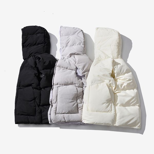 autumn fashion men's sleeveless outerwear warm men's hooded winter vest brighter work vest, Black;white