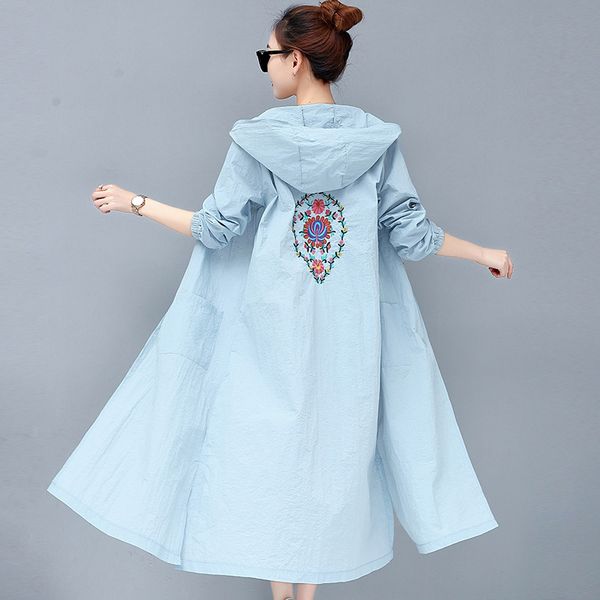 summer women mid long windbreaker embroidery retro art loose sun protection clothing new hooded thin female trench coat dt0030, Tan;black
summer women mid long windbreaker embroidery retro art loose sun protection clothing new hooded thin female trench coat dt0030, Tan;black